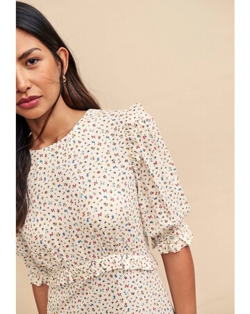 Nobody's Child White Ditsy Floral Felicia Midi Dress