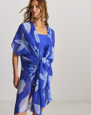 MAGISCULPT Tie Front Kaftan Shell Print