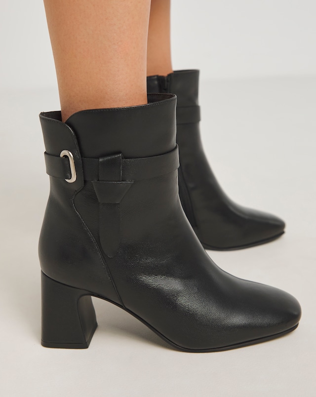 Kathy Heeled Leather Boot With Wrap Around Detail - Extra Wide Fit (EEE)