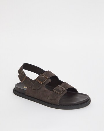 Suede Buckle Backstrap Sandal Wide