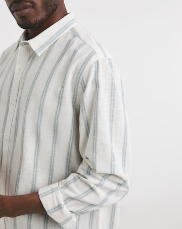 Long Sleeve Linen Blend Stripe Shirt