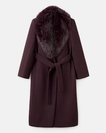 Mango Dark Red Leather Effect Coat