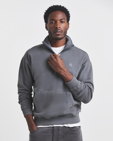 Union Garment Dyed Funnel Neck Sweatshirt-Grey