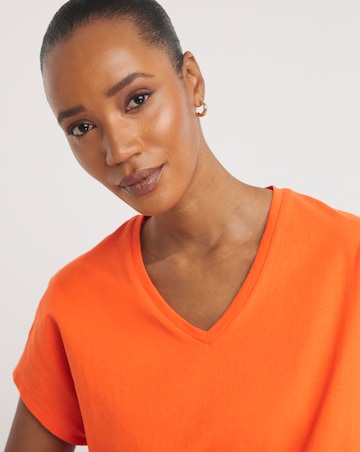 Orange V-Neck Short Sleeve T-Shirt