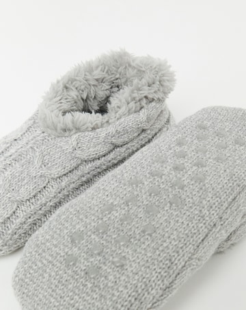 Pretty Secrets Thermal Cable Knit Fleece Lined Slipper Socks