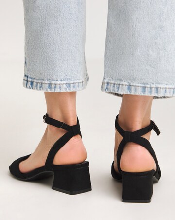 Amber Barely There Low Block Heel Sandals - Wide Fit (E)