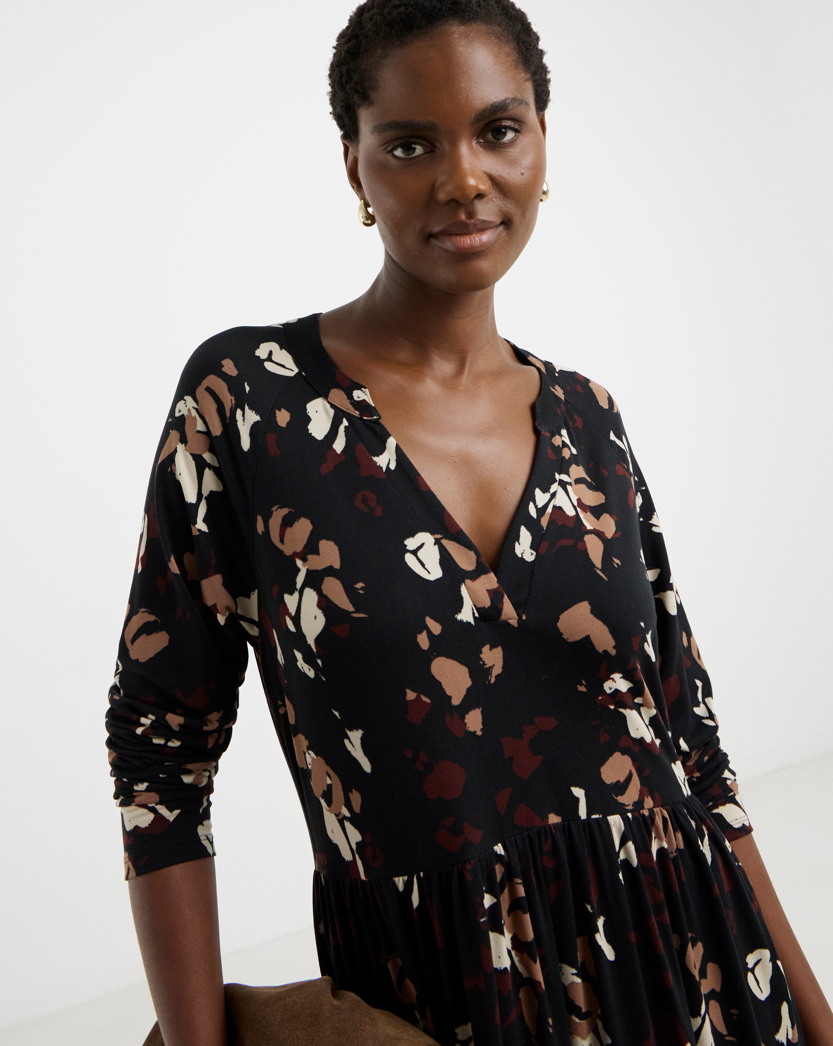 Soft Touch Long Sleeve Notch Neck Dress | JD Williams