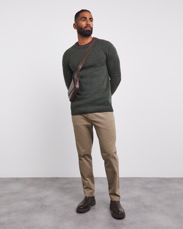 Khaki Lambswool Crew Neck Jumper