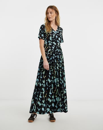 Asymmetric Pleated Panel Maxi Dress