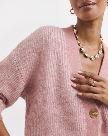 Striped Ribbed V Neck Cardigan