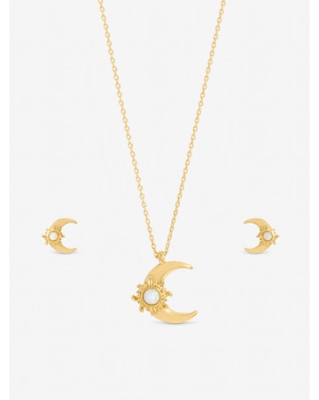 Inicio Gold Plated and Opal Moon Set - Gift Box