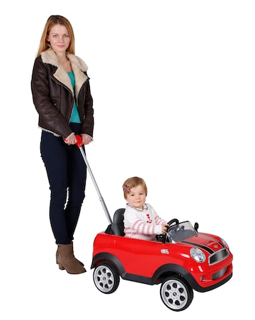 Mini Cooper Play Push Car with Parental Handle - Red