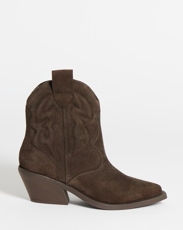 Angelique Embroidered Leather Ankle Western Boots - Extra Wide Fit (EEE)