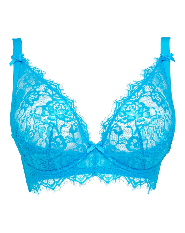Figleaves Pulse Lace Underwired Plunge Bra B-G -Aqua