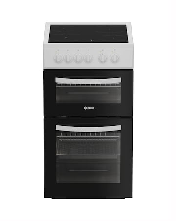 Indesit ITE5VMW 50cm Electric Twin Cooker with Ceramic Hob - White