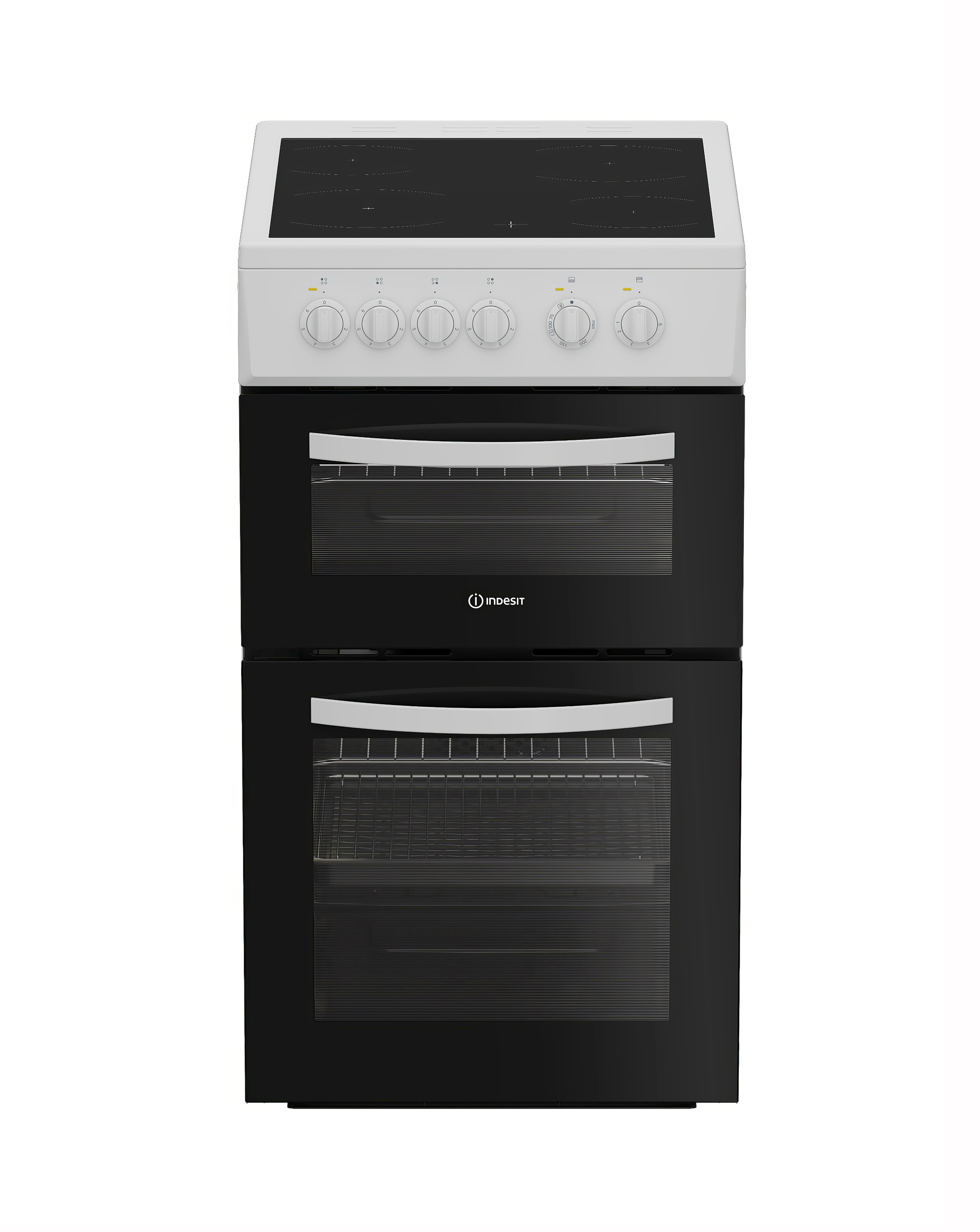 Indesit ITE5VMW 50cm Electric Twin Cooker with Ceramic Hob - White