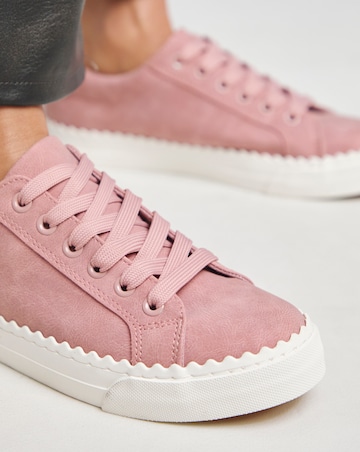 Janey Scalloped Edge Lace Up Trainer - Extra Wide Fit (EEE)