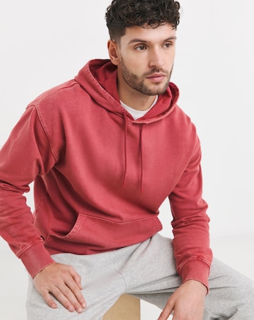 Garment Dyed Relaxed Fit Overhead Hoodie- Cranberry