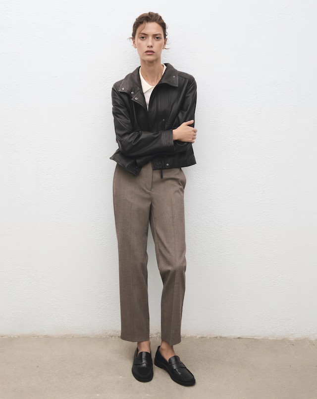 Mango Slim Cropped Pinstripe Trousers