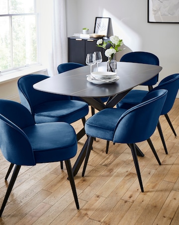 Brock Dining Table with 6 Emilie Velvet Chairs