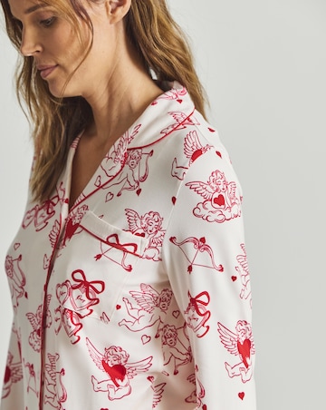 Chelsea Peers Classic Button Up Pyjama Set Valentines Cherub Print