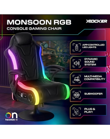 X Rocker Monsoon 4.1 Audio LED Console Gaming Chair - Black