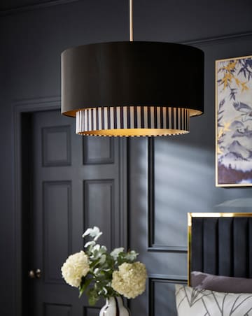 Joanna Hope Black & White Striped 2 Tiered Light Shade 50cm