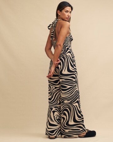 Nobody's Child Black Swirl Print Halter Neck Jumpsuit