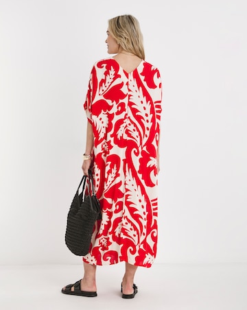 Textured Crinkle Kaftan Overhead Midi Dress
