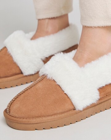 Alora Suede Warm Lined Full Back Slippers - Wide Fit (E)