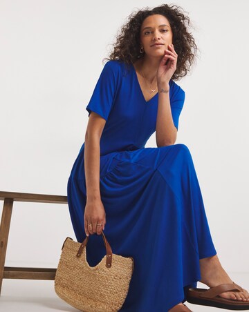 Soft Touch Asymmetric Jersey Maxi Swing Dress