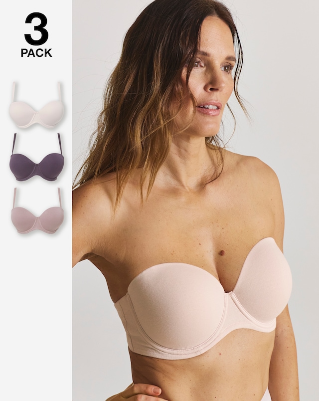 Pretty Secrets (3 Pack) Cotton Multiway Wired Bras (B-F)