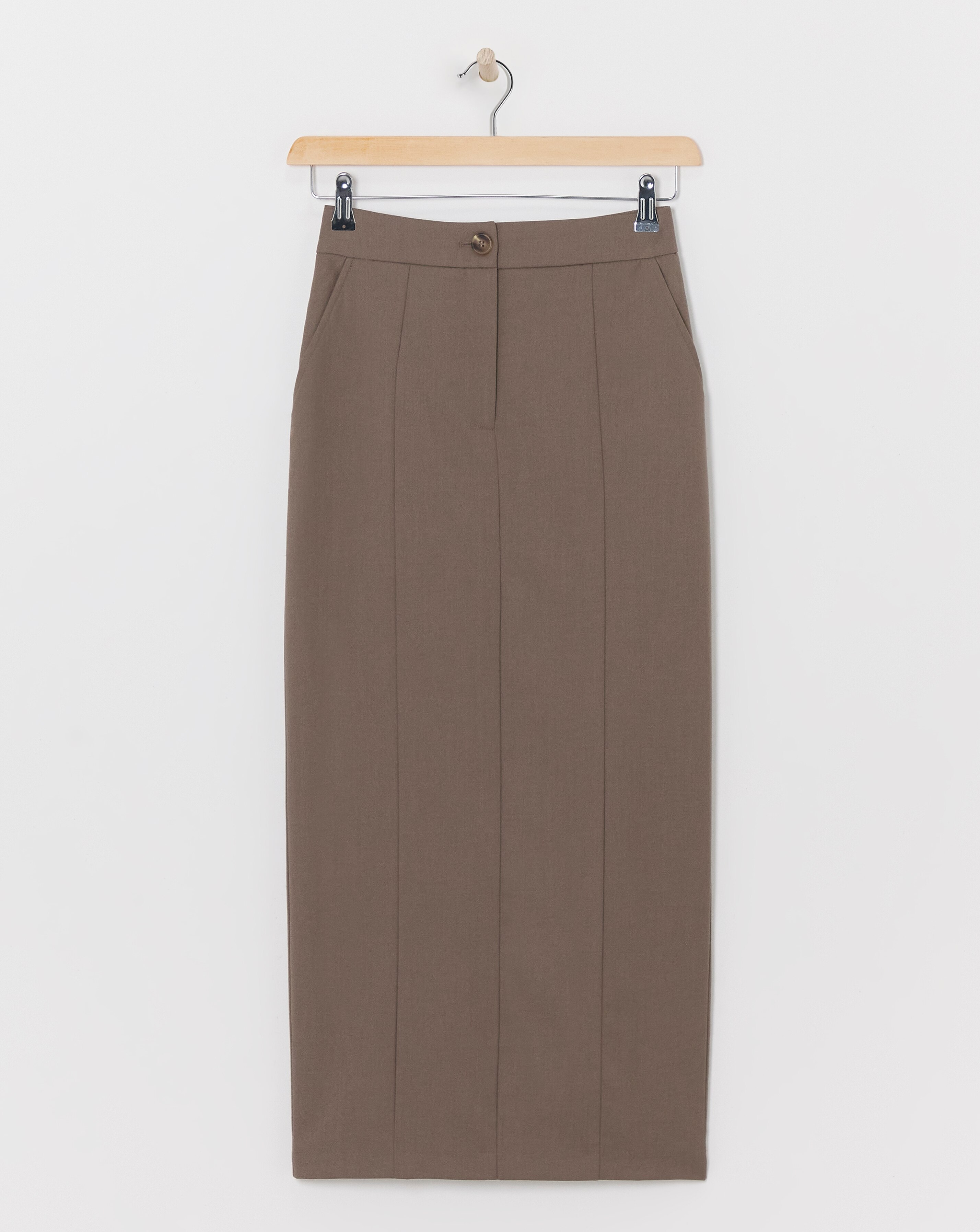 Neutral Midaxi Tailored Pencil Skirt