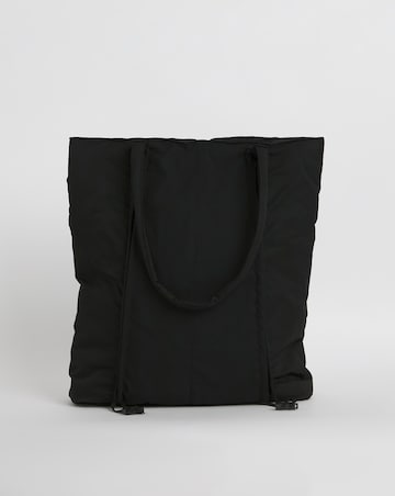 Black Ruched Detail Nylon Tote Bag