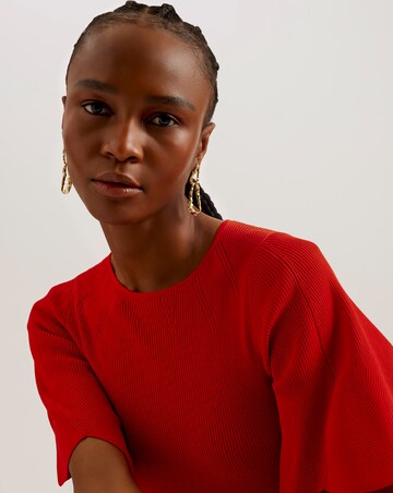 Ted Baker Fluted Sleeve Knitted Bodycon Midi Dress