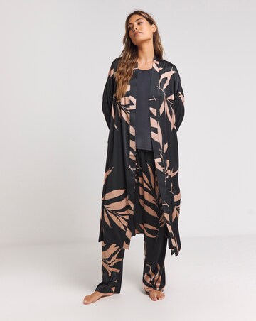 Figleaves Stretch Satin Lace Kimono Gown