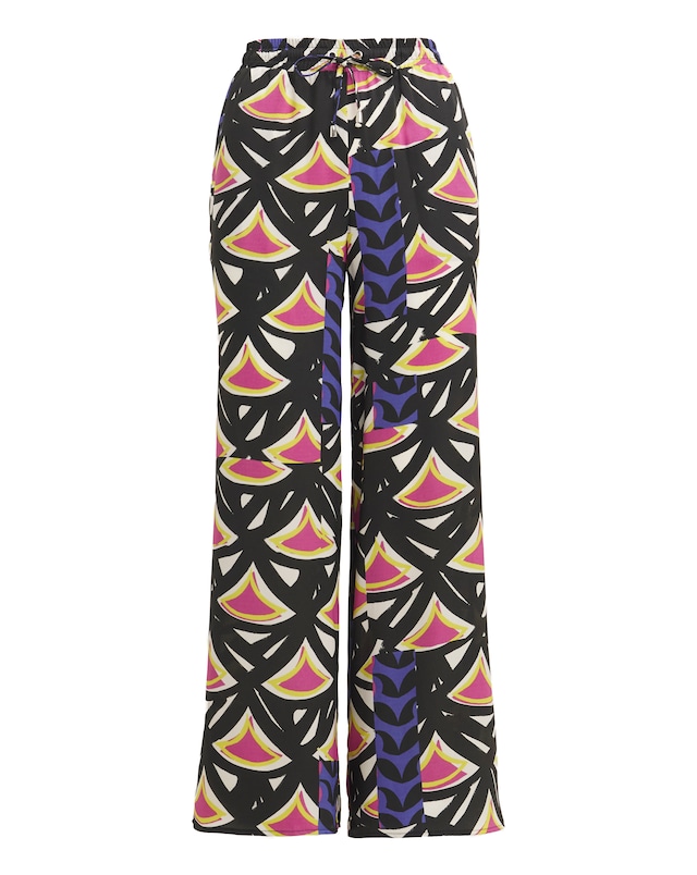 Simply Be Geo Print Satin Wide Leg Trousers