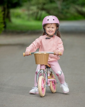 EVO Glider Balance Bike with Basket - Pastel Pink