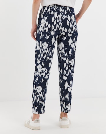 Navy Printed Jersey Tapered Trouser
