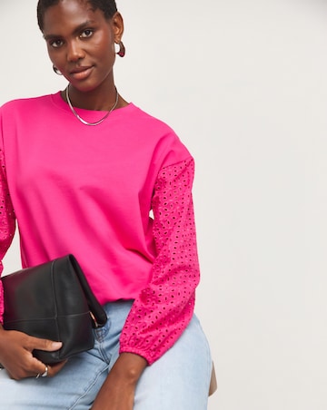 Bright Pink Broderie Sweatshirt