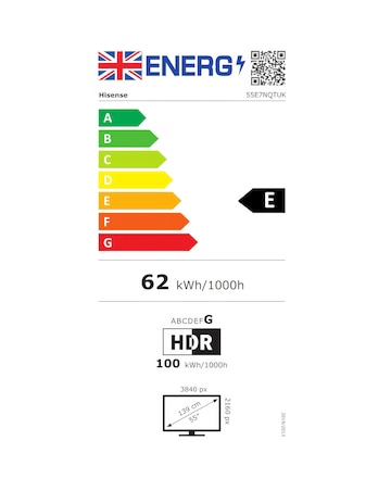 Hisense 55in 55E7NQTUK Smart 4K UHD HDR QLED TV with Amazon Alexa