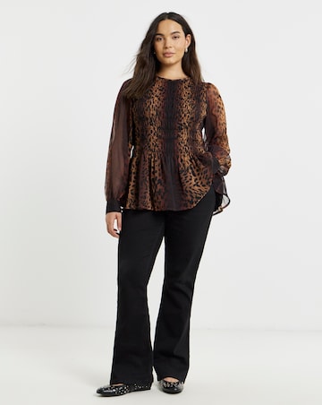 Simply Be Animal Print Puff Sleeve Shirred Top