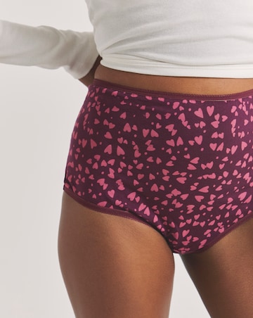 Pretty Secrets (7 Pack) Cotton Full Fit Knickers Heart Print