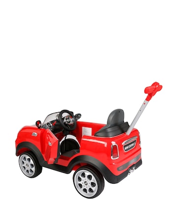 Mini Cooper Play Push Car with Parental Handle - Red