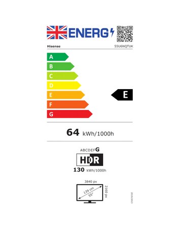 Hisense 55in 55U6NQTUK Smart 4K UHD HDR Mini-LED TV with Amazon Alexa