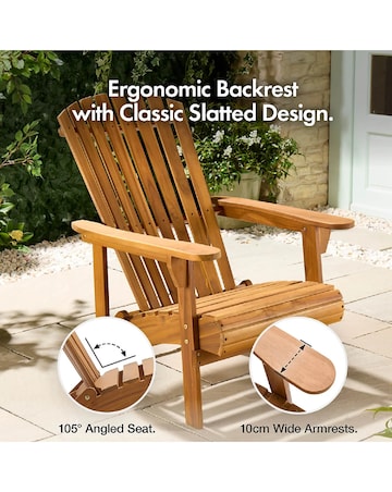 VonHaus Hudson Wooden Adirondack Garden Lounge Chair