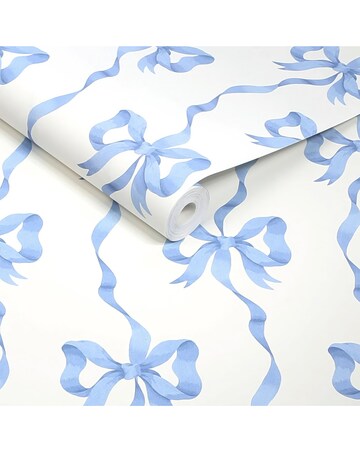 Cath Kidston Ribbon Bow Blue Wallpaper