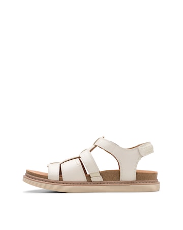 Clarks White Arwell Sun Strappy Sandal -Wide Fit (E)