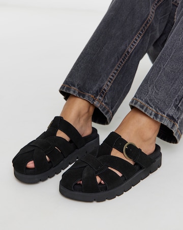 Aziza Suede Woven Closed Toe Mule Shoes - Wide Fit (E)