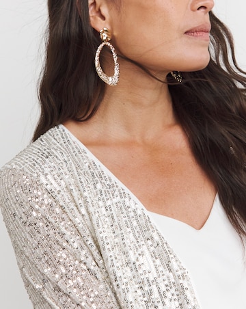 Silver Sequin Longline Cardigan